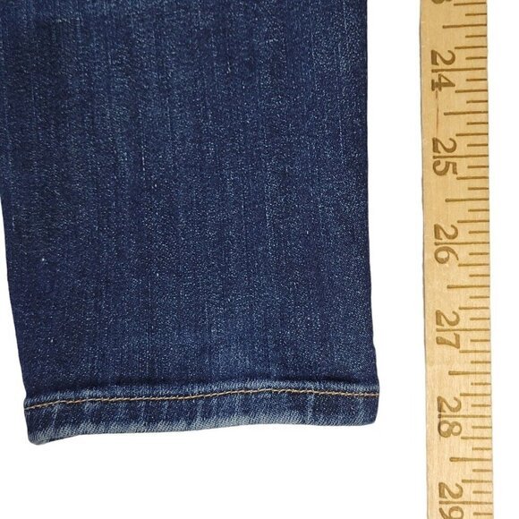 Frame Le Skinny de Jeanne Jeans Size 25 24X28 Dark Wash Low Rise Ripped Knee - Picture 12 of 15